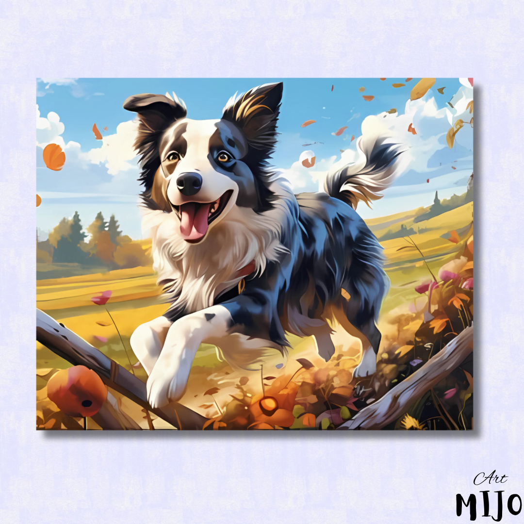 Happy Border Collie Dog Paint by Numbers Kit