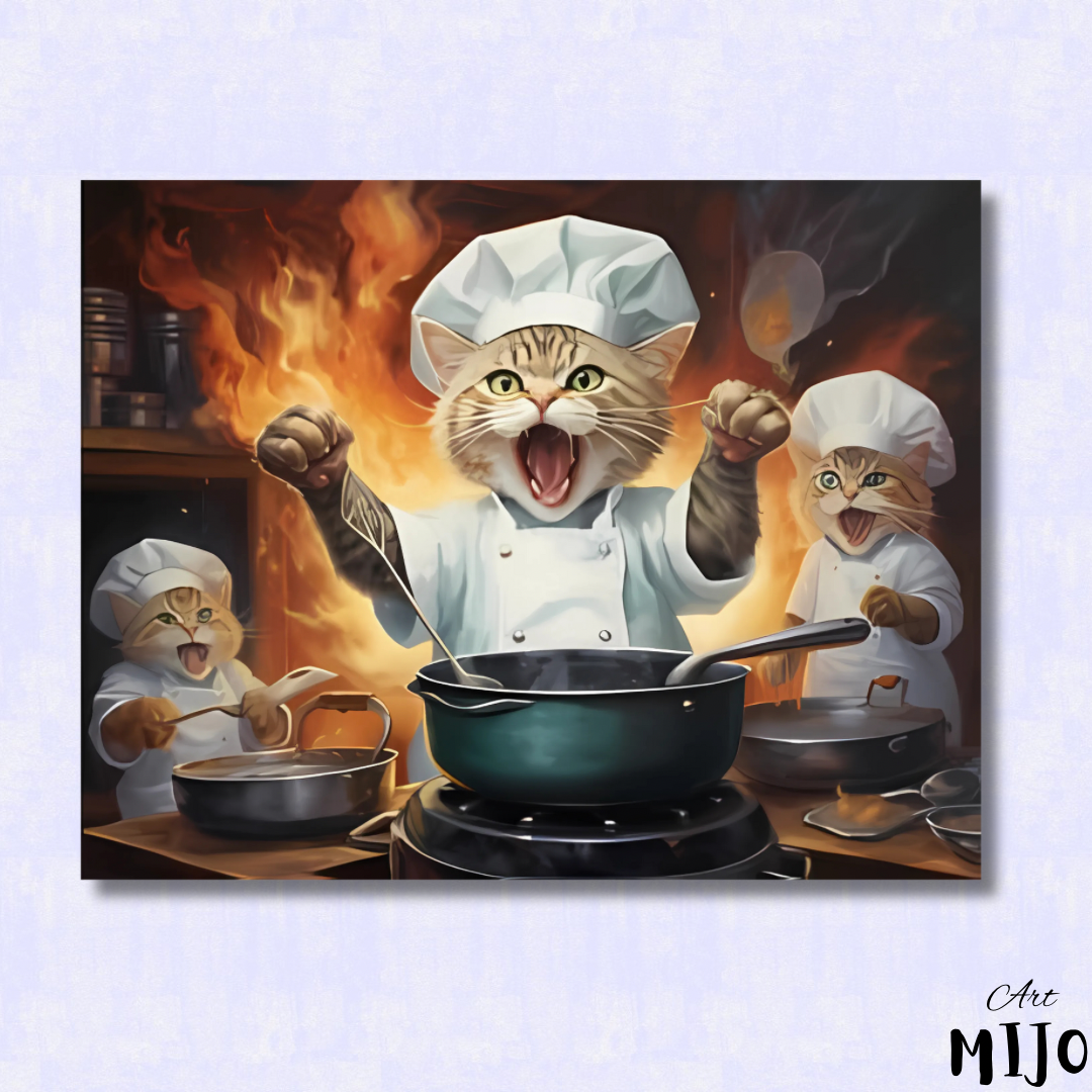 Kit de pintura por números de gatos cocineros