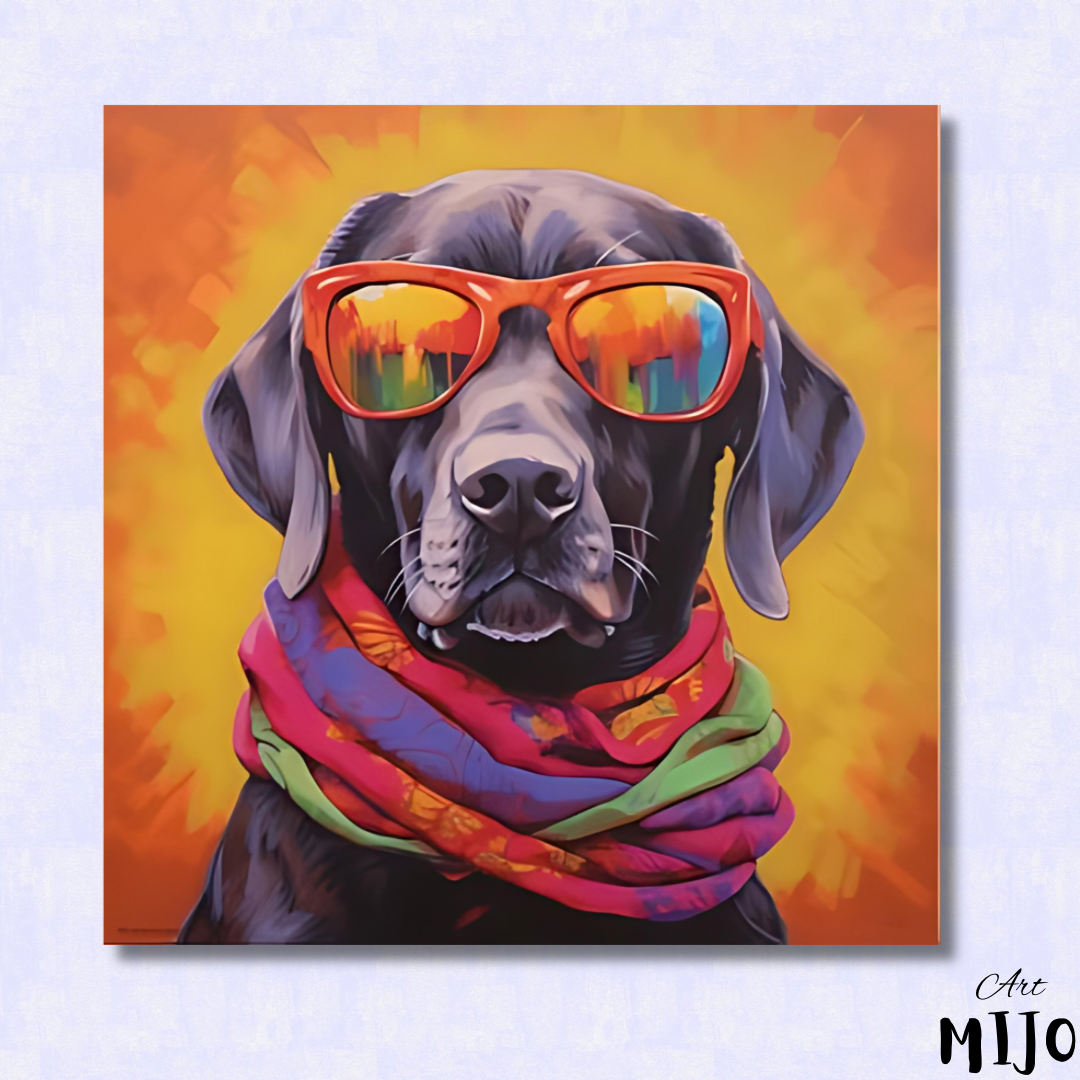 Kit de pintura por números de perro labrador con gafas de sol