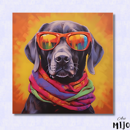 Kit de pintura por números de perro labrador con gafas de sol