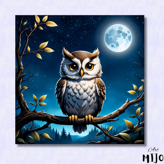 Majestic Owl Under Moonlight Paint by Numbers Kit