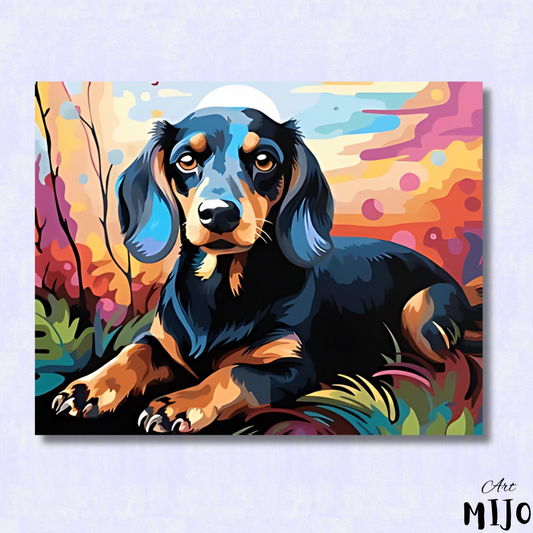 Colorful Dachshund Dog Paint by Numbers Kit