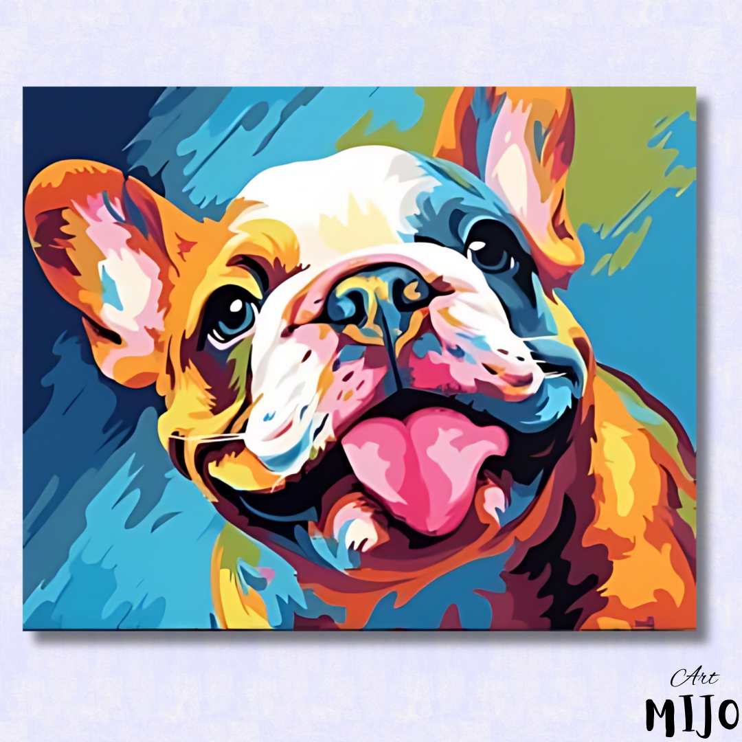 Kit de pintura por números de bulldog francés colorido