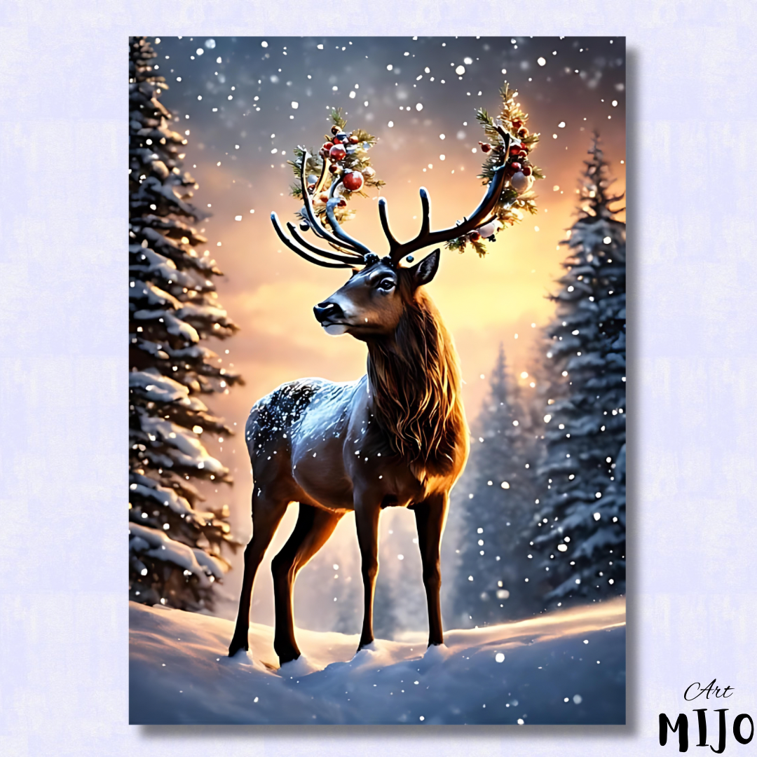 Deer in Snowy Forest Paint by Numbers Kit