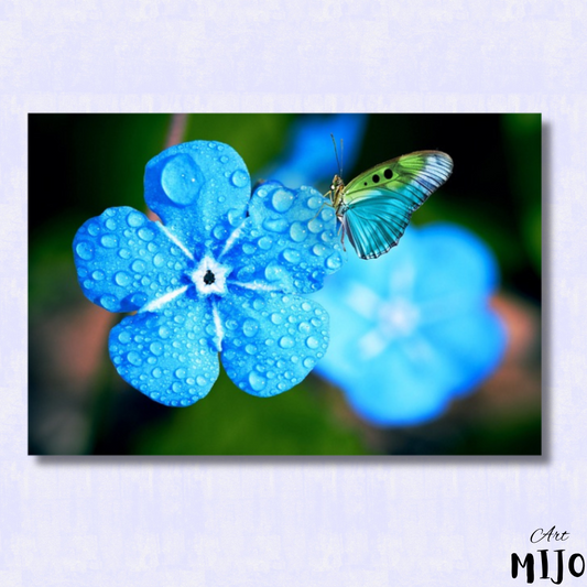 Enchanting Blue Flower with Butterfly Paint by Numbers Kit