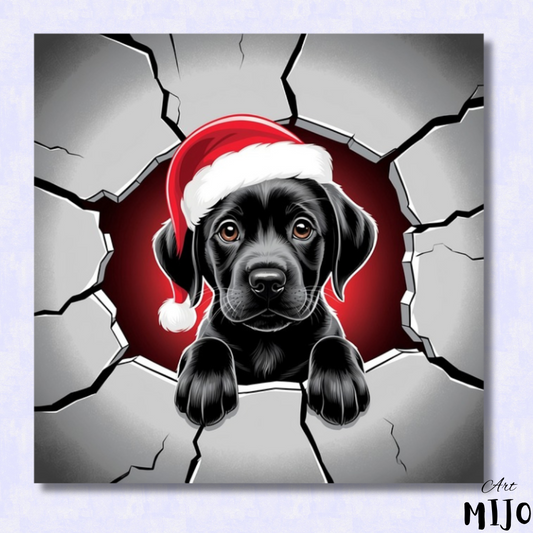 Festive Black Labrador Dog Paint by Numbers Kit