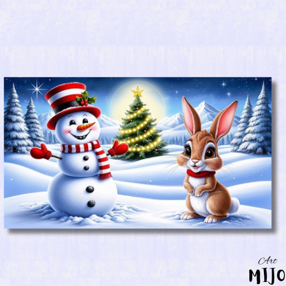 Wonderful Snowman and Rabbit Paint by Numbers Kit