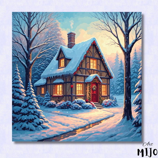 Festive Christmas Cottage Paint by Numbers Kit